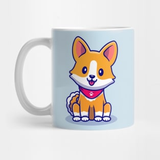 Cute Corgi Dog Sitting With Scarf Cartoon Mug